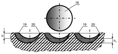 Схема варианта положения режущей пластины с дополнительным ориентированием относительно проекции на поверхность забоя проходящей через центр на плоскости пластины и ось долота, поворотом ее центрального диаметра под острым углом по часовой стрелке