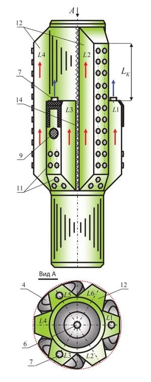 Общий вид корпуса наддолотного калибратора-эжектора