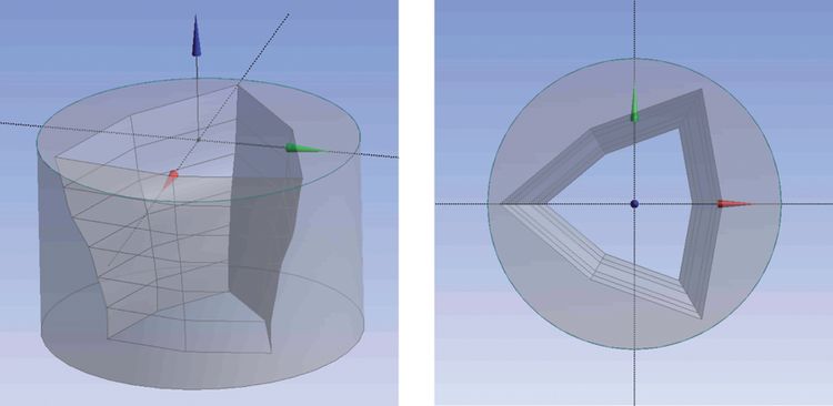 Расчетная 3D модель гидромониторной насадки конфузорного типа с асимметричным шестиугольным поперечным сечением